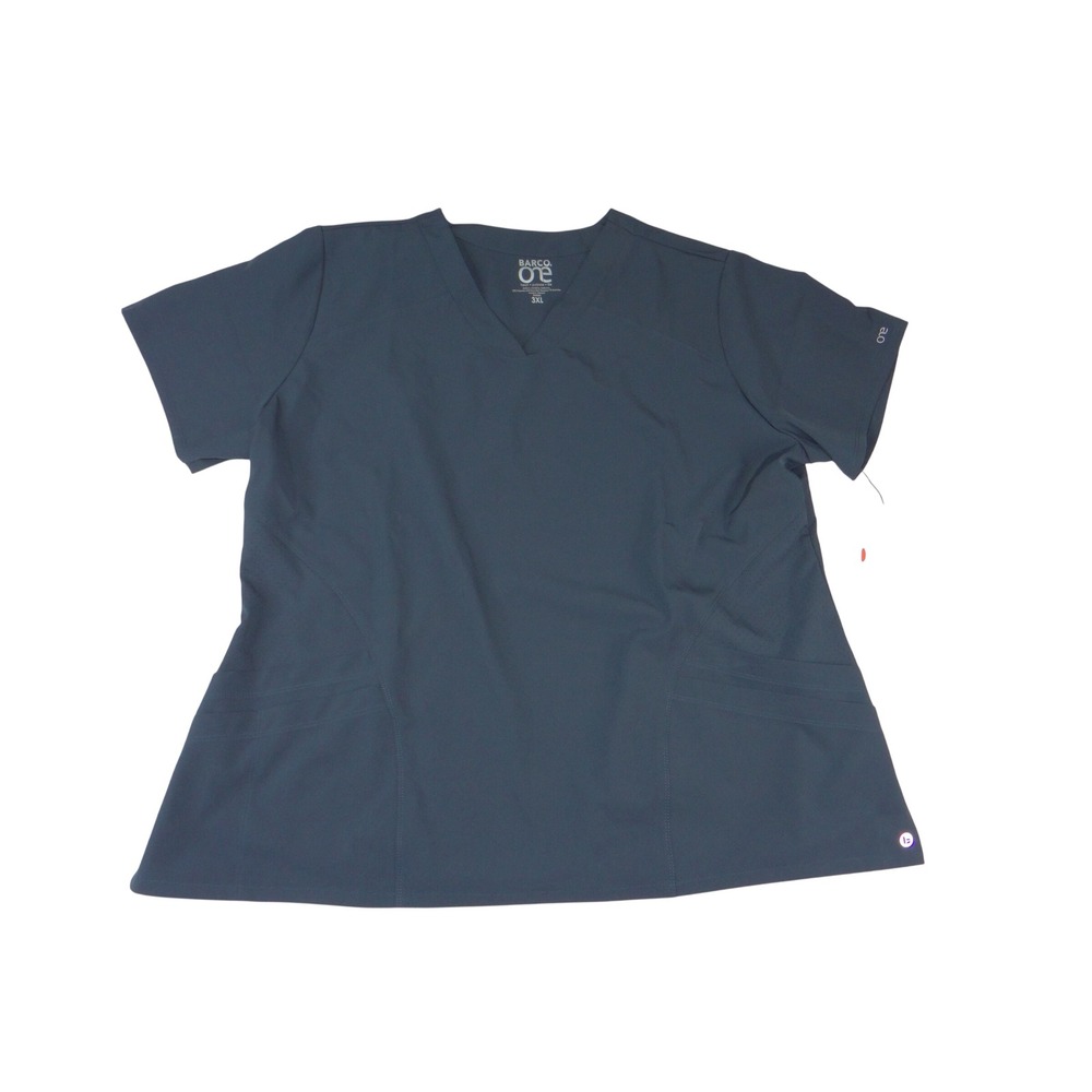 Barco One 5106X Steel Gray V-Neck 5 Pocket Scrub Top Plus Size 3XL NEW